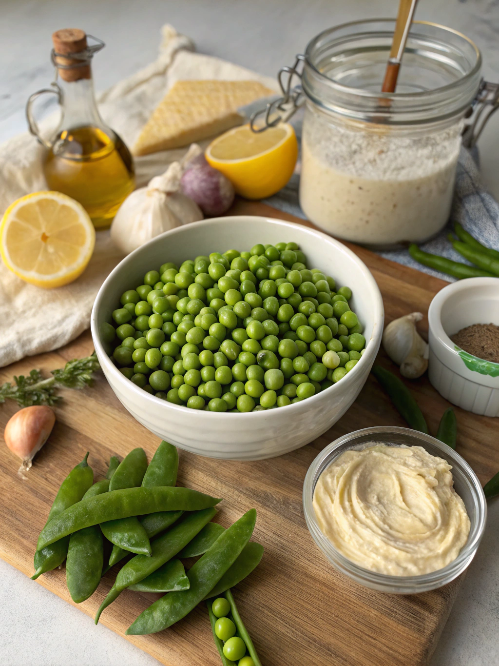 green pea hummus tahini ingredients