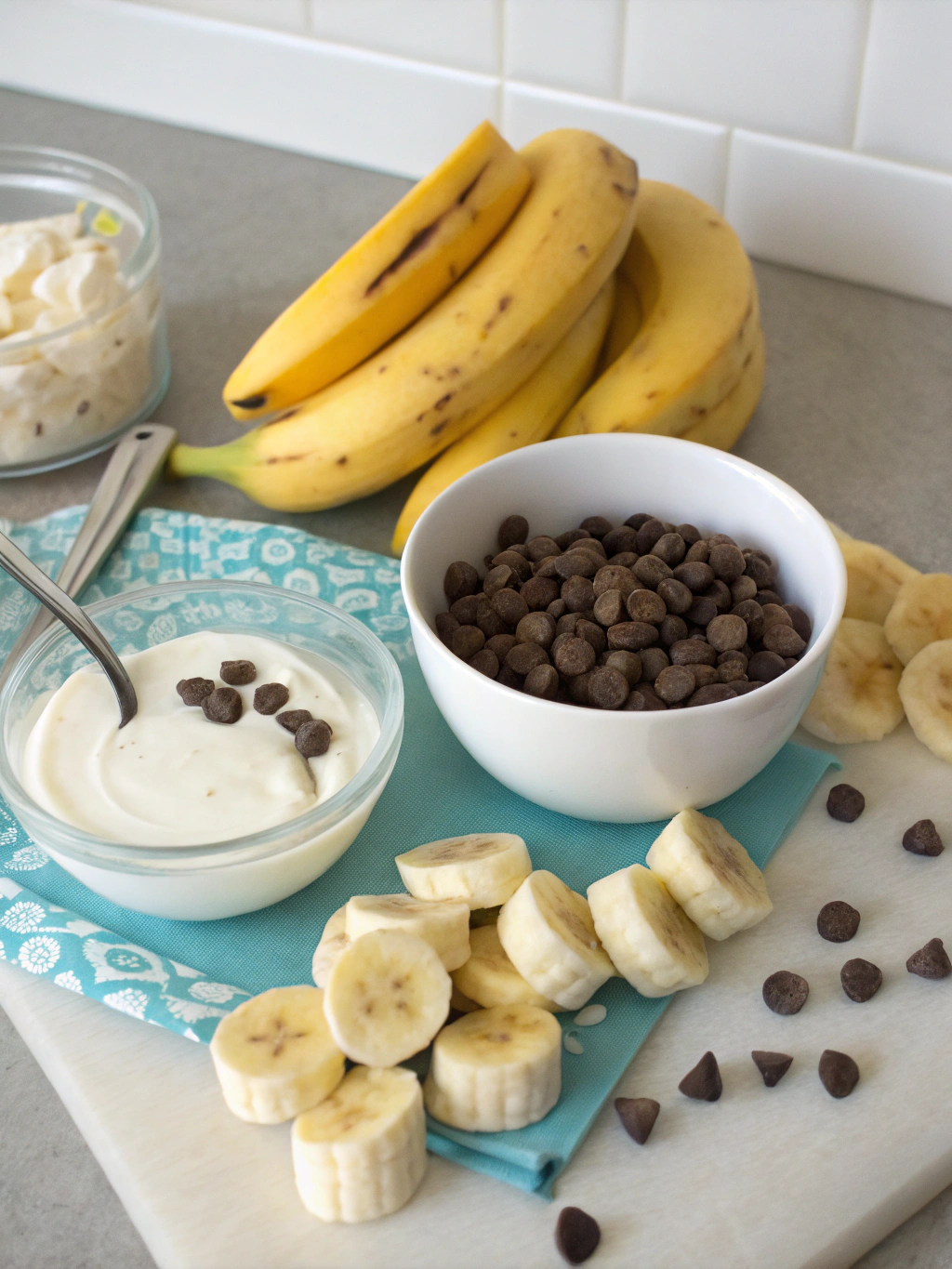 frozen chocolate banana yogurt bites ingredients