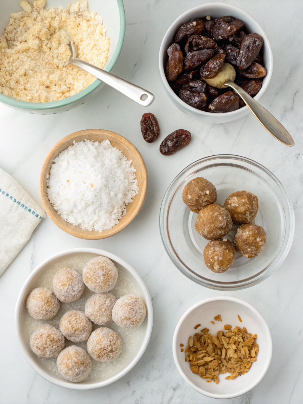 coconut date ball recipe preparing steps